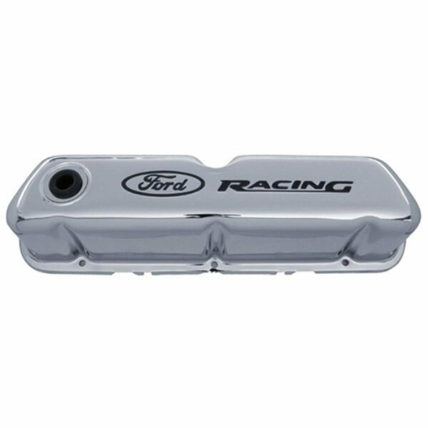 Ford Steel Valve Cover Set with  Racing Logo, Chrome FRD302-071